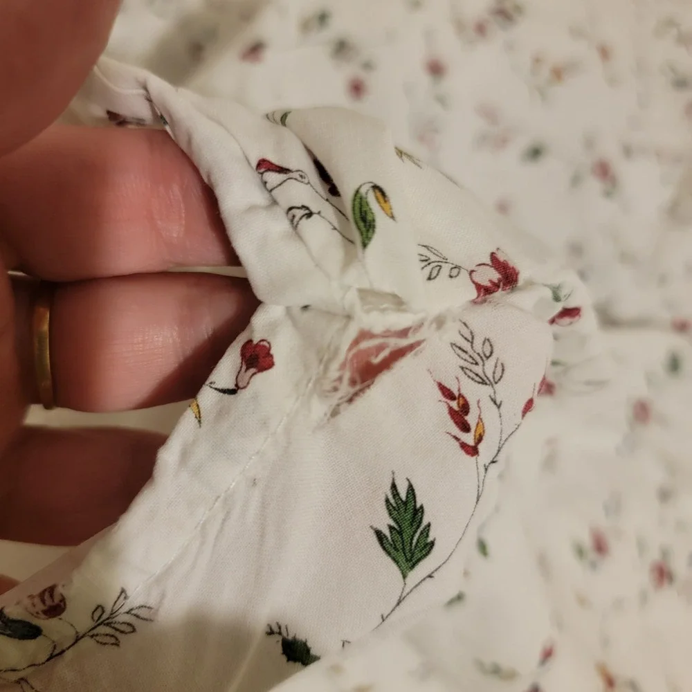IKEA LJUSÖGA Floral Twin Duvet Cover and Pillowcase Set White Cotton 19489 1609